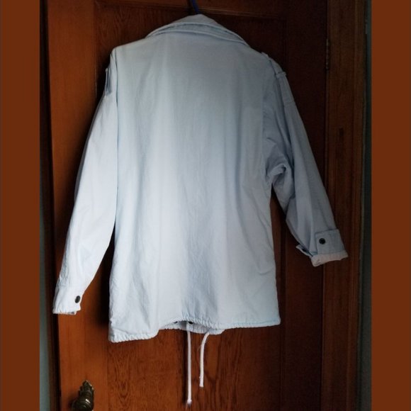 Rare, vintage 80s, pale blue, cotton jacket, epaulets, pockets, from England - Picture 3 of 8